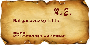 Matyasovszky Ella névjegykártya